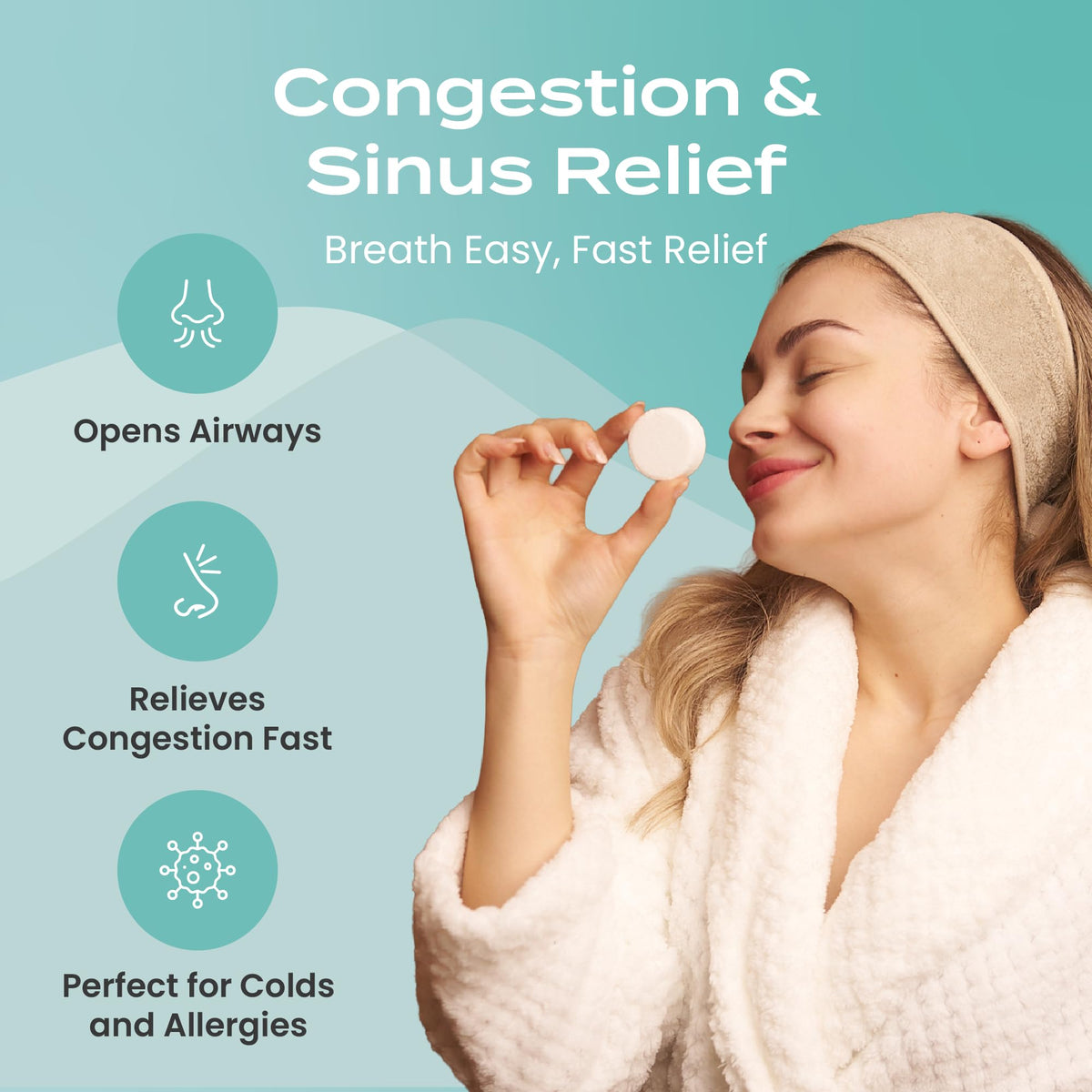 Body Restore tablet dissolving in shower steam showing steady eucalyptus aroma release