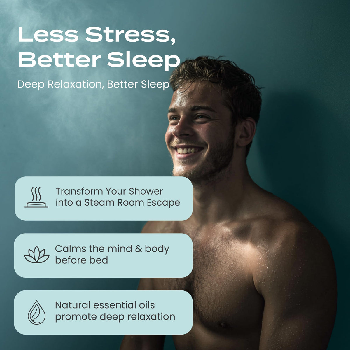Body Restore tablets placed on a shower shelf illustrating recommended placement and safety