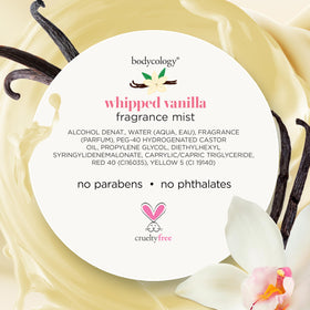 Bodycology label detail showing ingredients callout and paraben phthalate cruelty-free reassurance benefit