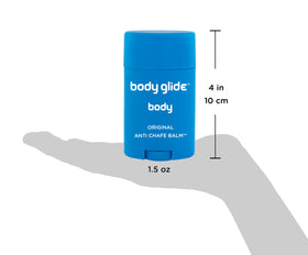 Close-up of BodyGlide balm texture demonstrating smooth application