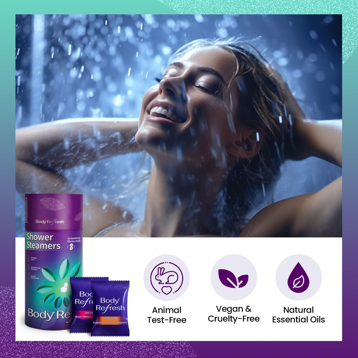 BodyRefresh steamer in shower releasing steam for quick home spa aromatherapy