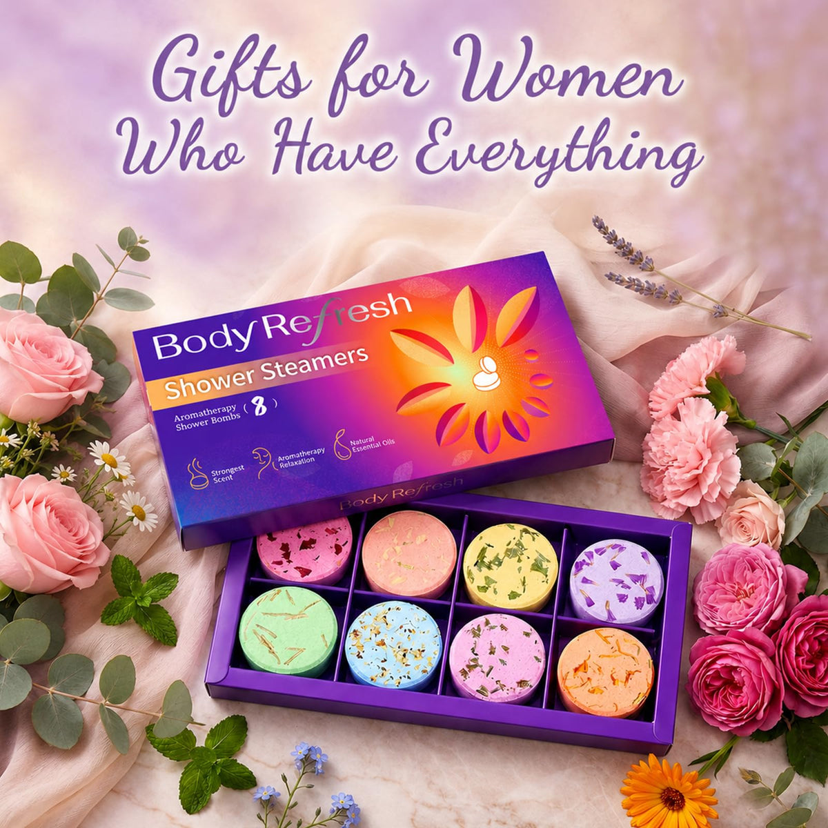 BodyRefresh hand holding steamer to show compact size and easy placement benefit