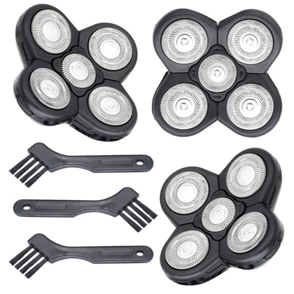 BOEEA front packaging showing three five-blade replacement heads and benefits