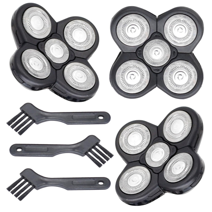 BOEEA front packaging showing three five-blade replacement heads and benefits
