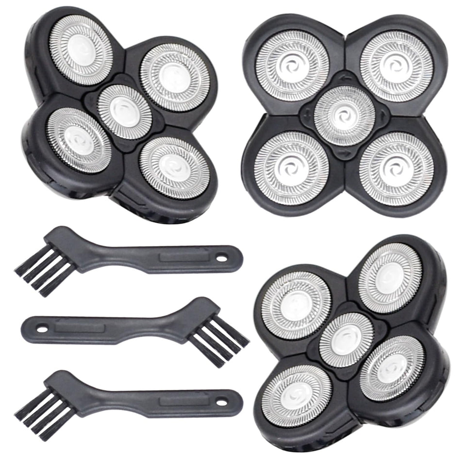 BOEEA front packaging showing three five-blade replacement heads and benefits