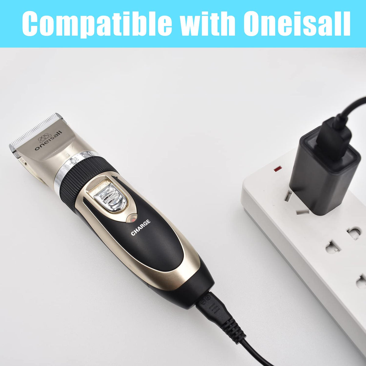 BOEEA cable connected to a dog clipper during grooming, stable power delivery