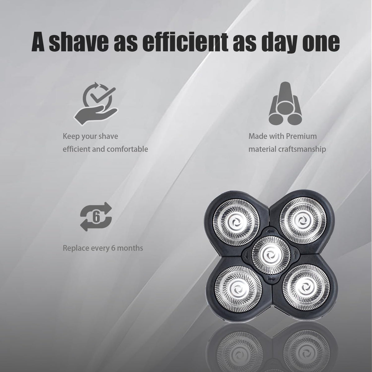 BOEEA three cleaning brushes next to replacement heads for easier maintenance