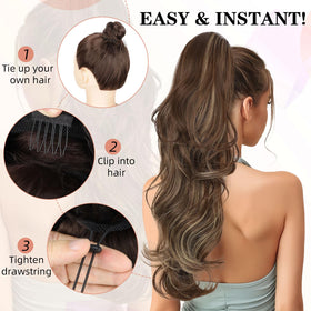 BOGSEA model wearing ponytail showing natural blend and volume