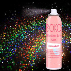 Boko front bottle showing 120ml holographic silver glitter and clear label benefits