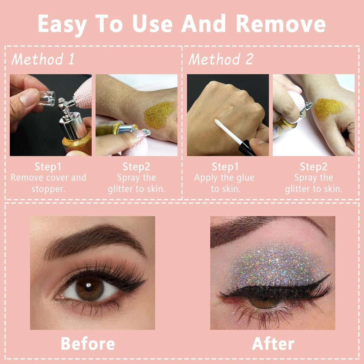 Boko glitter and glue kit displayed to show precise application and stronger hold