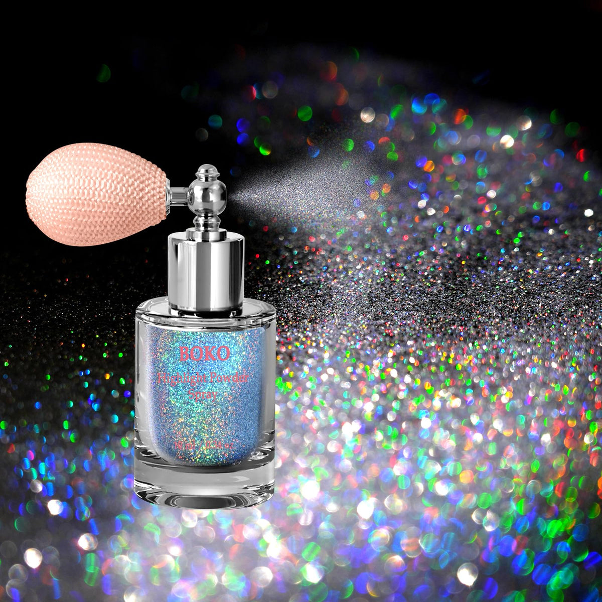 Boko front packaging showing holographic silver spray and label, ready for parties