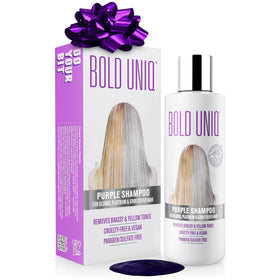 Bold Uniq front bottle shot showing product and branding, highlights salon-grade benefits