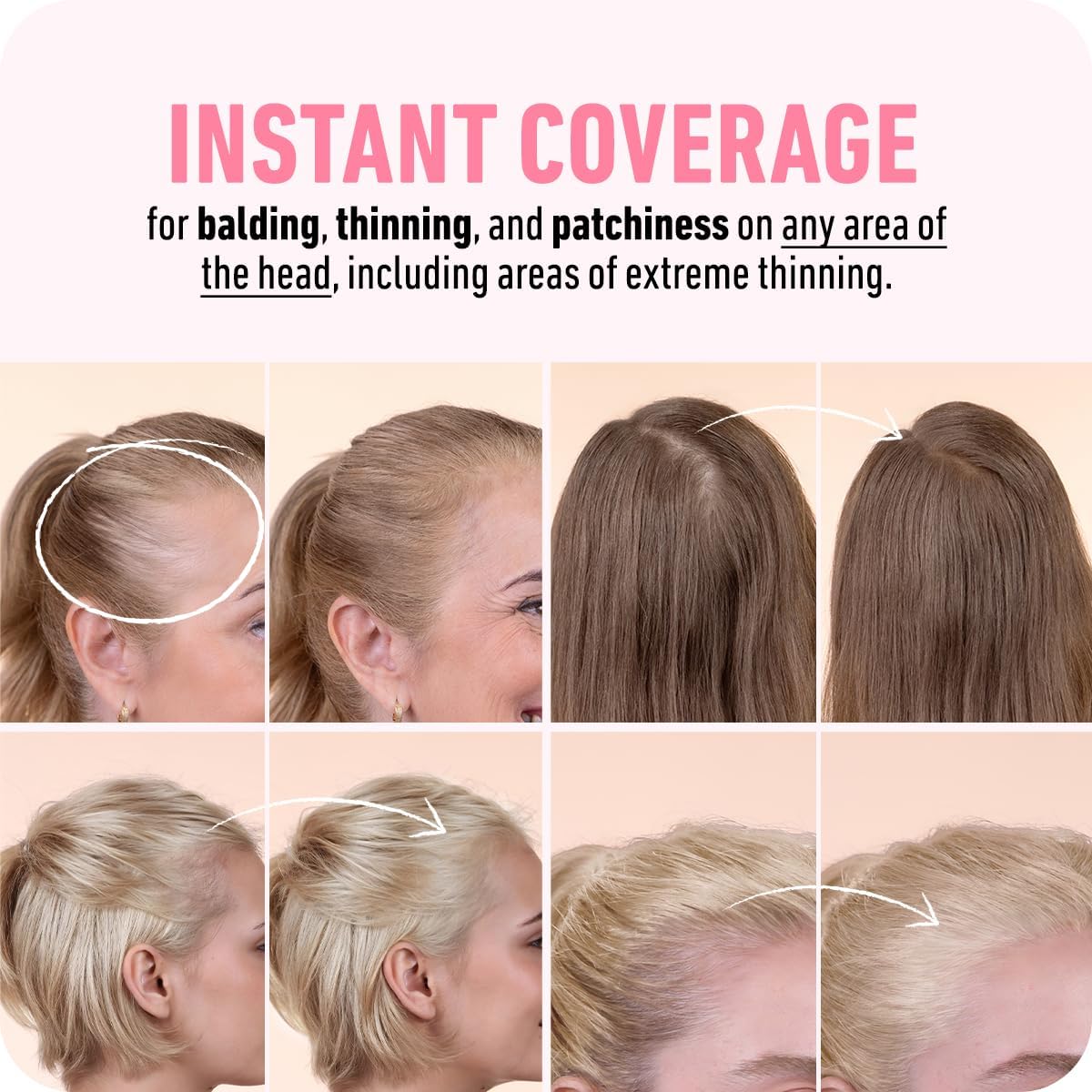 BOLDIFY applying powder along hairline to instantly conceal gray roots