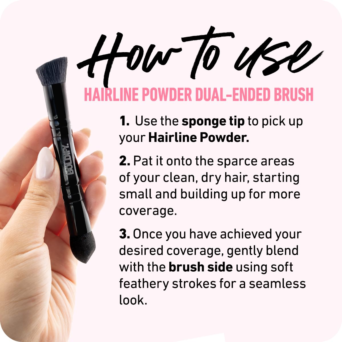 Boldify brush stored in a travel case for on-the-go root touch-ups