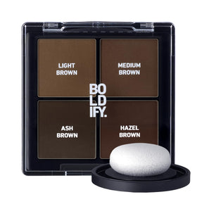 Boldify compact front view showing two sample light and medium brown shades for quick root coverage