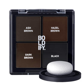 Boldify compact front packaging showing neat pressed powder and shade labeling for easy touch-ups