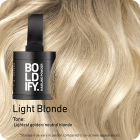 Boldify compact open in Light Blonde revealing pressed powder pan for precise root touch-ups