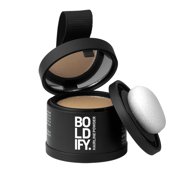 BOLDIFY compact front view showing Dark Blonde shade and hassle-free coverage