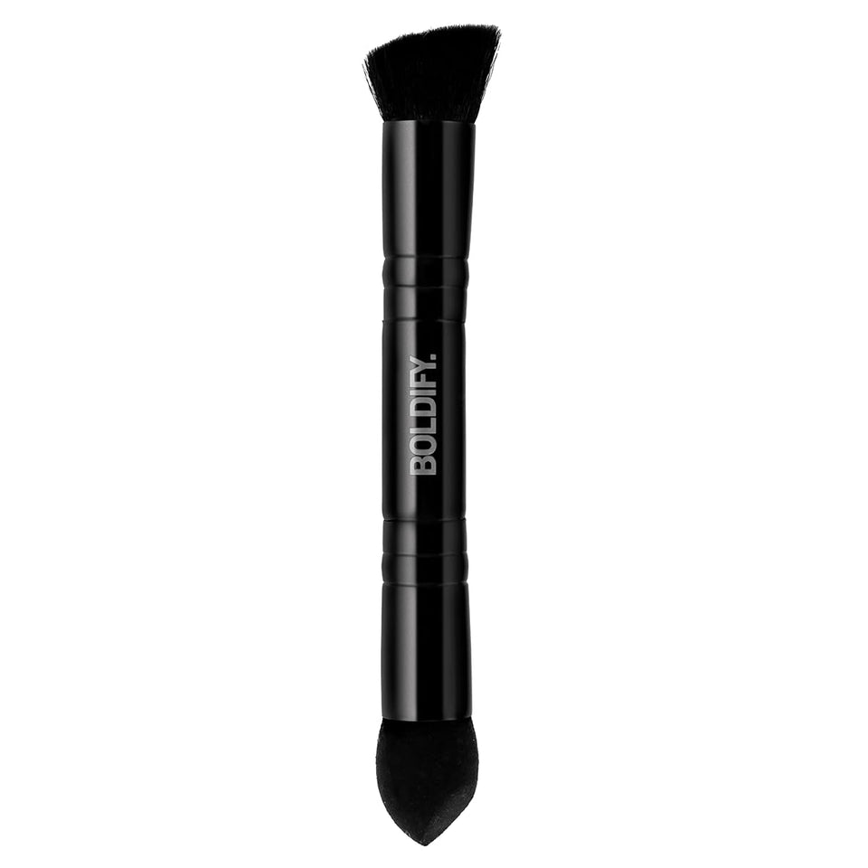 Boldify brush front view showing compact dual-ended design and portability