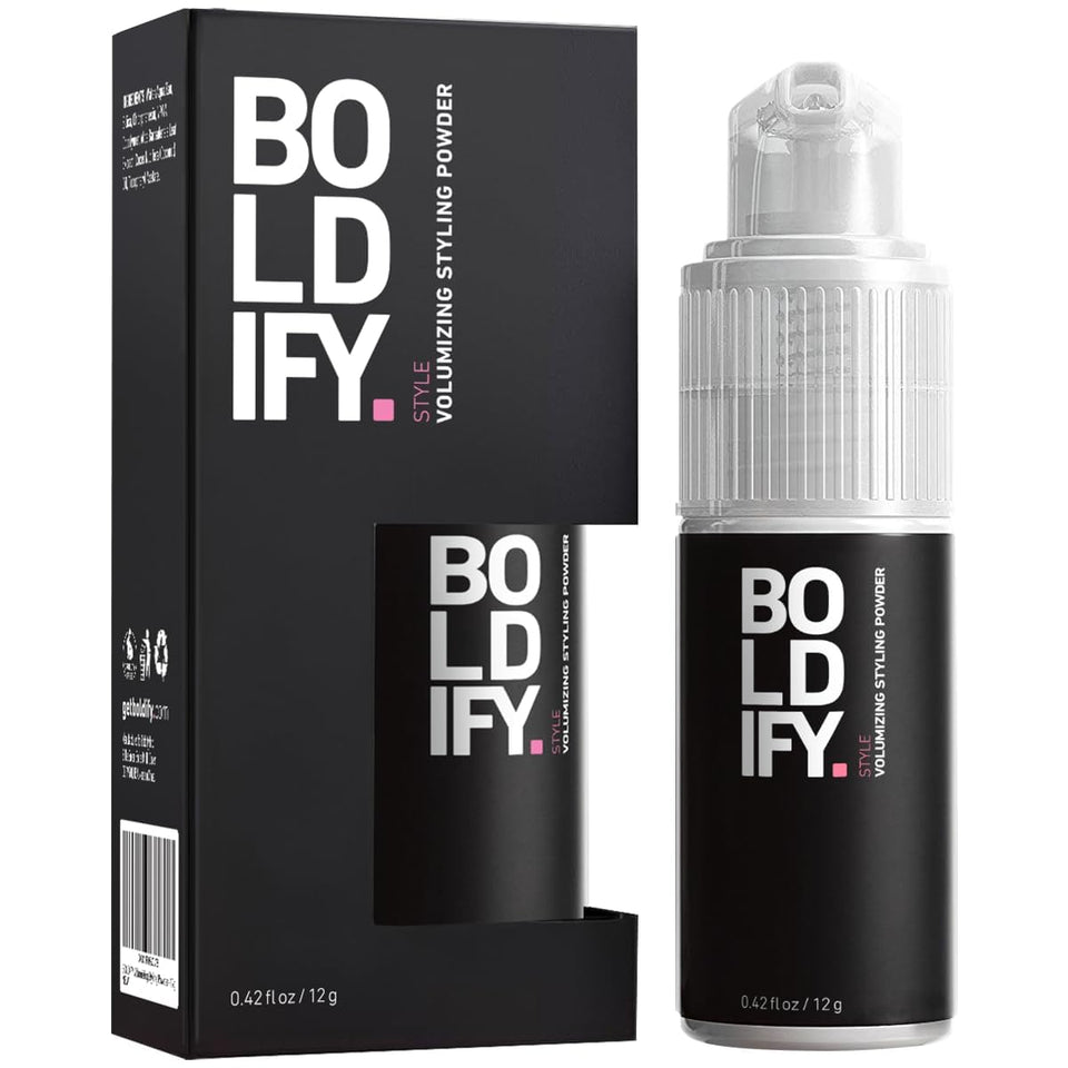 Boldify front packaging showing travel-size volumizing powder and benefits