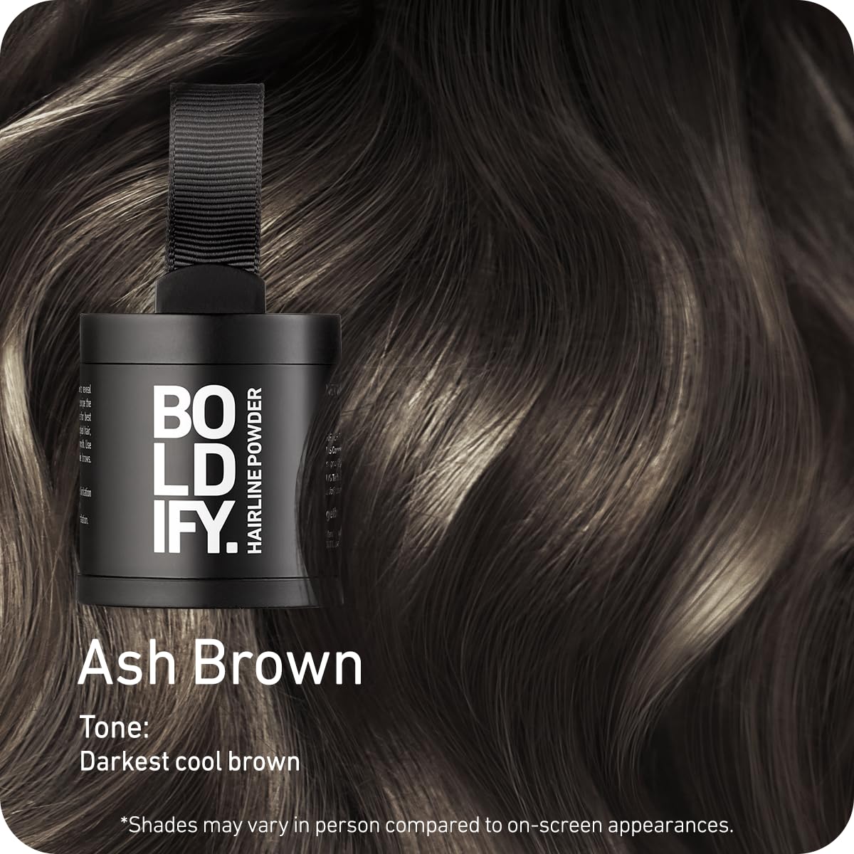 Boldify open compact with ash brown powder pan for natural root blending