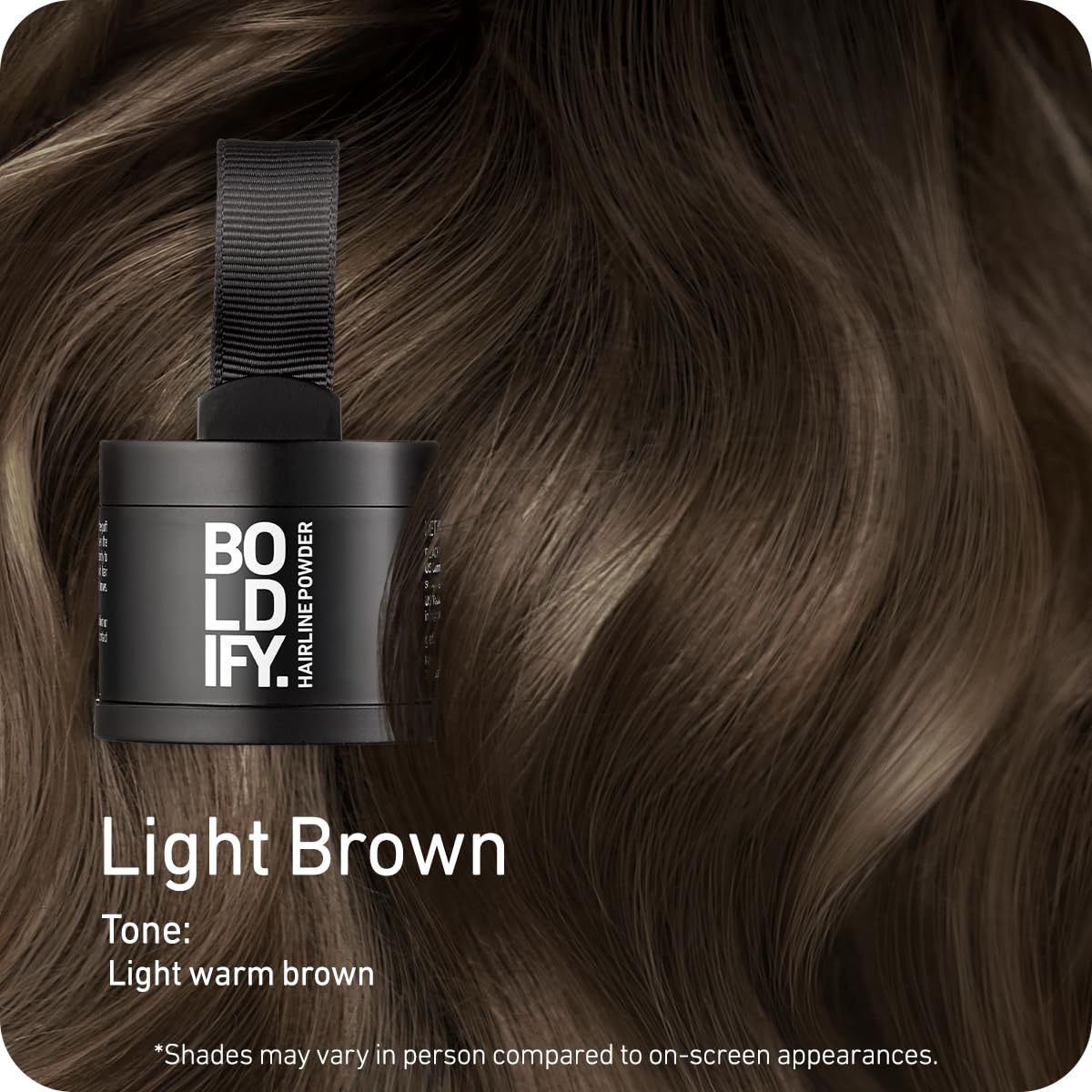 Boldify open pan texture close-up showing smooth pressed powder for precise coverage