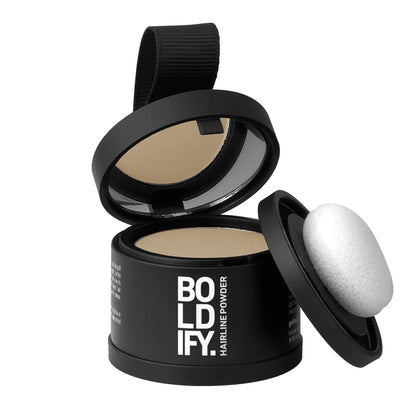 Boldify compact front view showing medium blonde shade and easy touch-up benefit