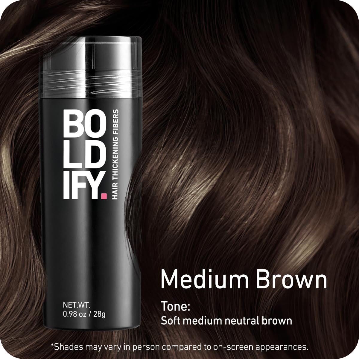 Boldify medium brown fiber texture close-up for natural blending benefit