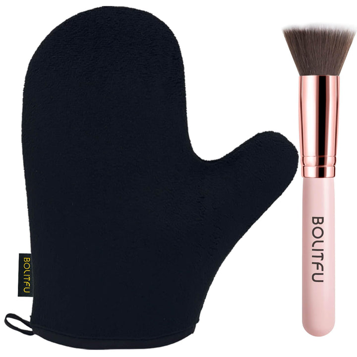 BOLITFU mitt and brush front view showing kit and neat storage benefit