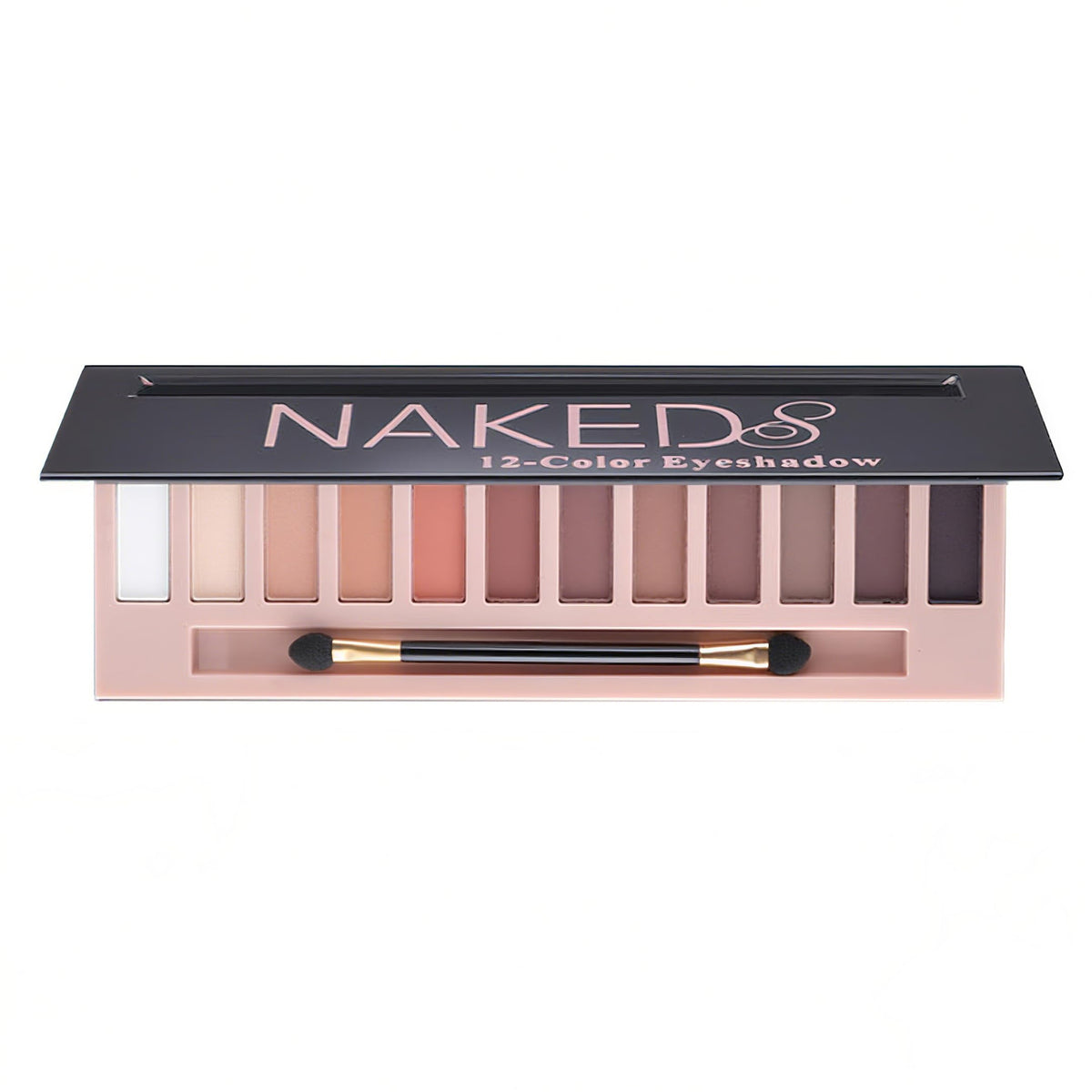BOLOPER palette front packaging showing 12 nude shades and compact case, easy travel