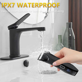 Bomic Manscape used in shower demonstrating IPX7 waterproof cleaning and wet use benefit