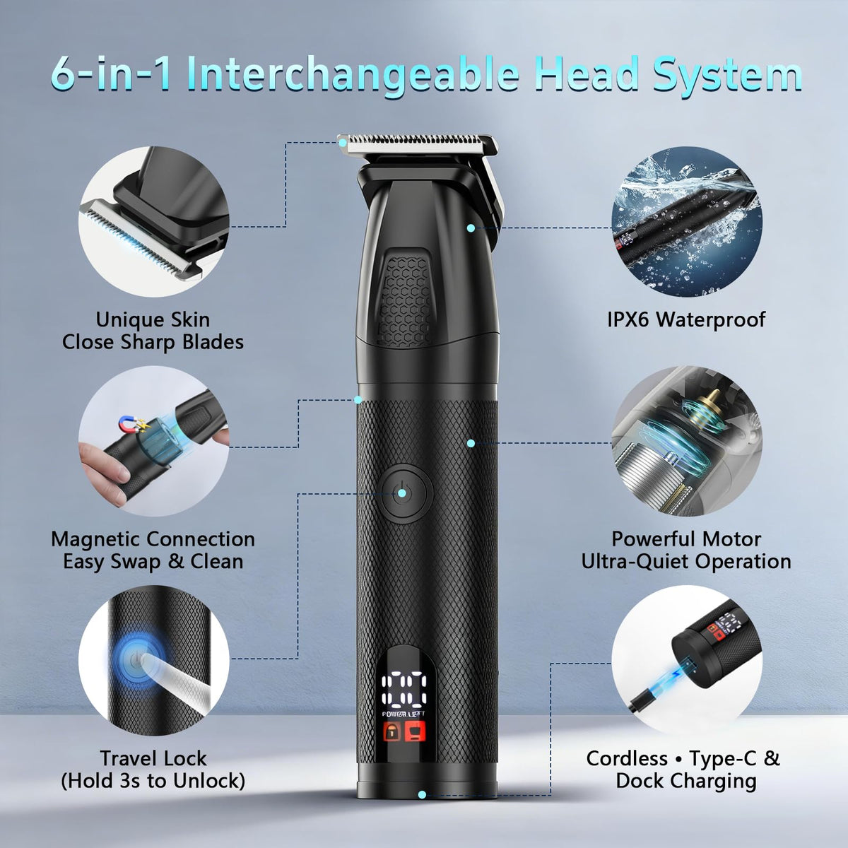 Bomic Manscape V-shaped blade close-up for safe precise body trimming
