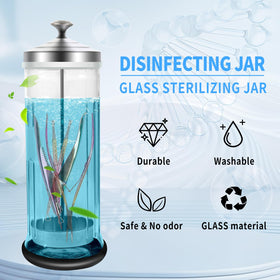 BOMOQING jar holding scissors and combs to show scale and organized tool soaking
