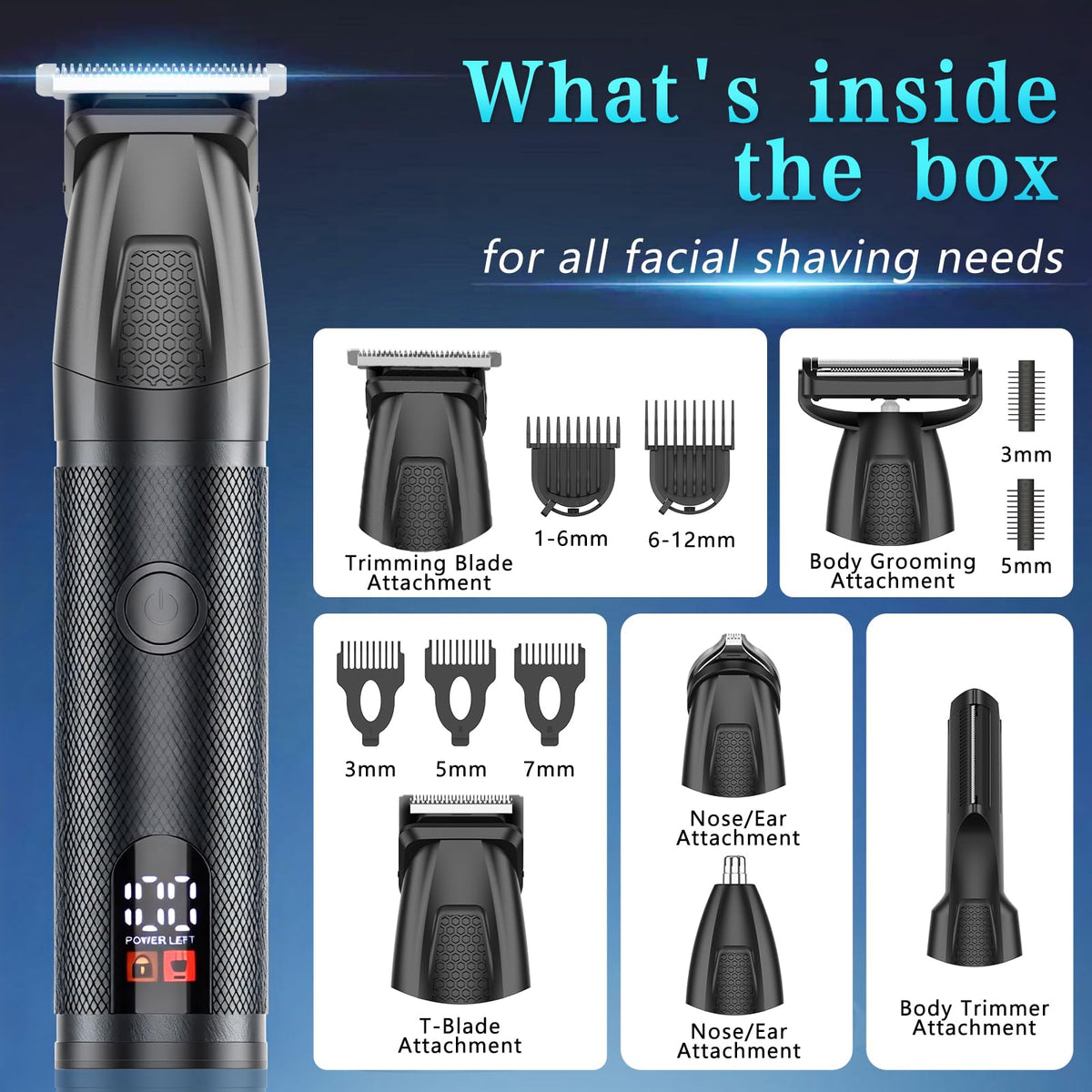 Bomxin body trimmer in use demonstrating safe, waterproof trimming for chest and back