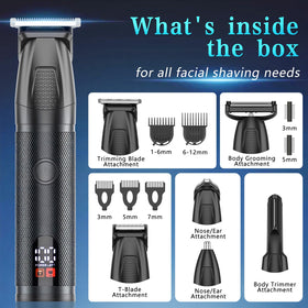 Bomxin body trimmer in use demonstrating safe, waterproof trimming for chest and back