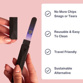 Bona Fide Beauty file shaping a fingernail smoothly for precise edge control