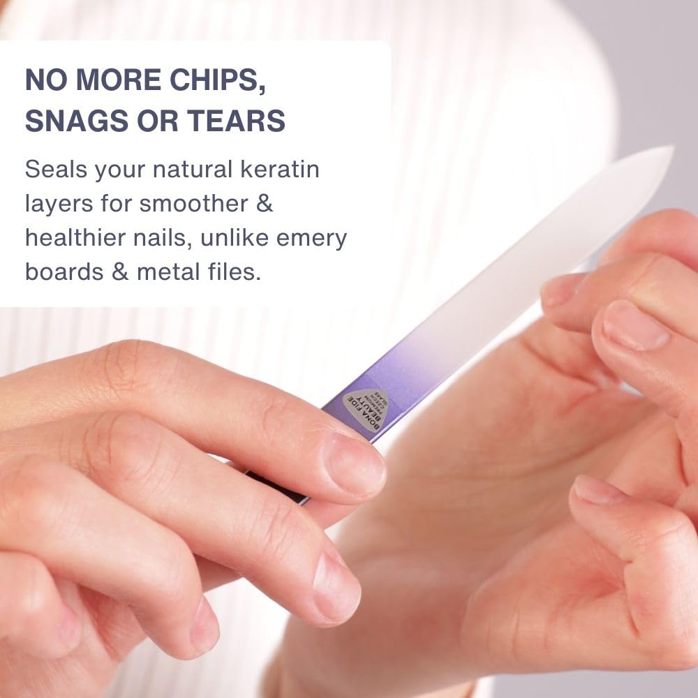 Bona Fide Beauty side profile of tempered glass edge highlighting toughness