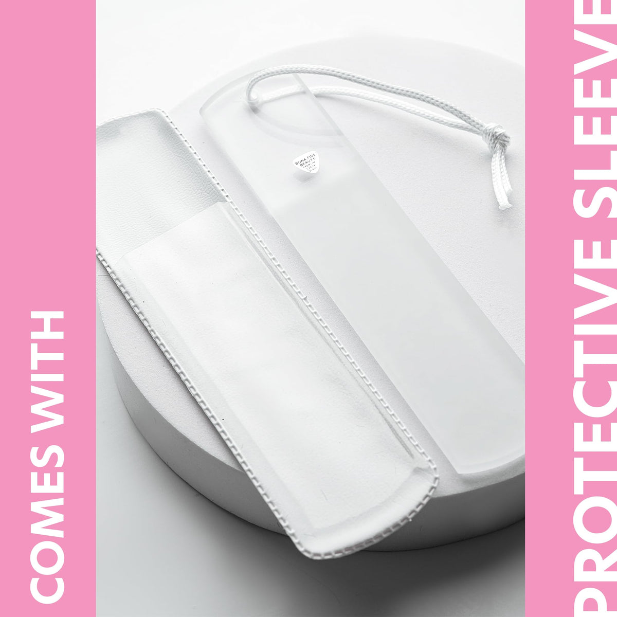 Bona Fide Beauty file inside protective sleeve for safe travel and tidy storage