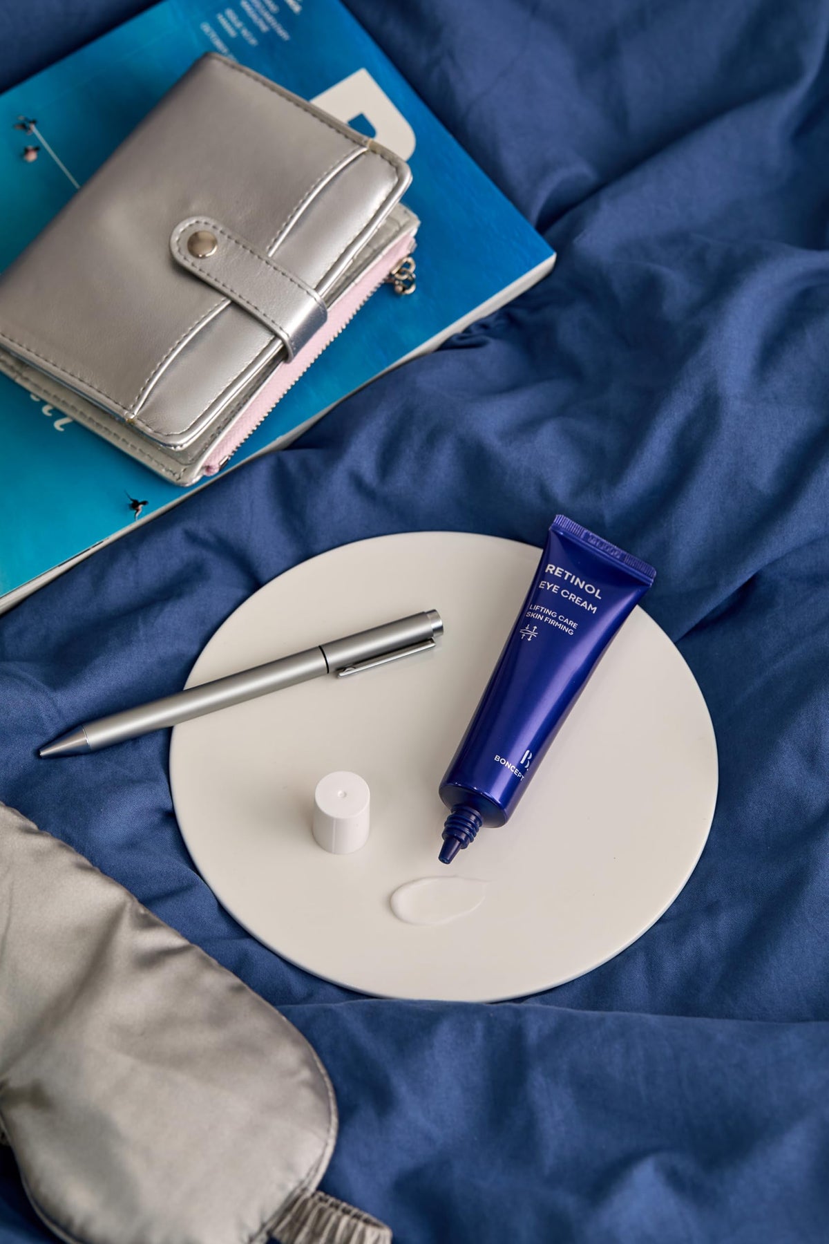 BONCEPT eye cream on bathroom shelf lifestyle shot signaling everyday skincare use