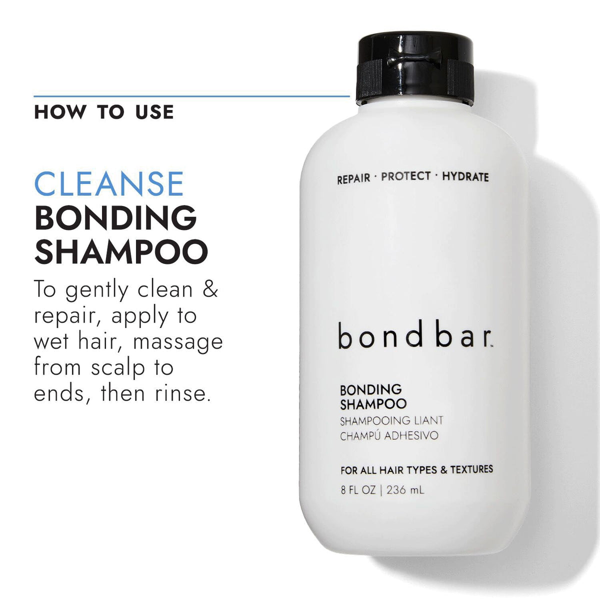 Bondbar shampoo on bathroom shelf in lifestyle scene promoting care