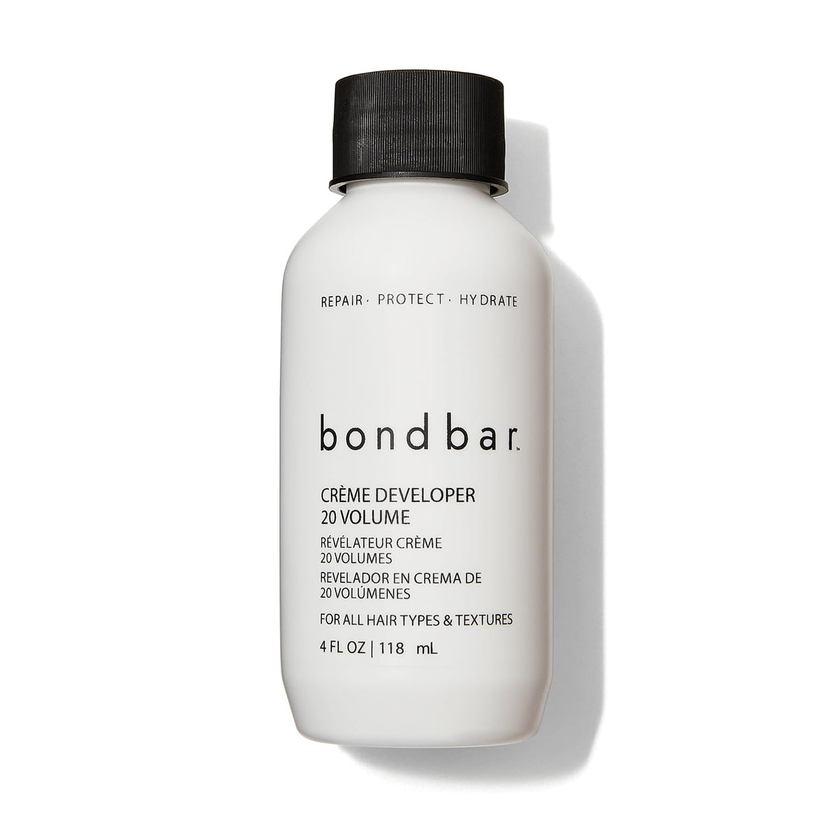 Bondbar 20 Volume Creme Developer front bottle view showing size and label benefit