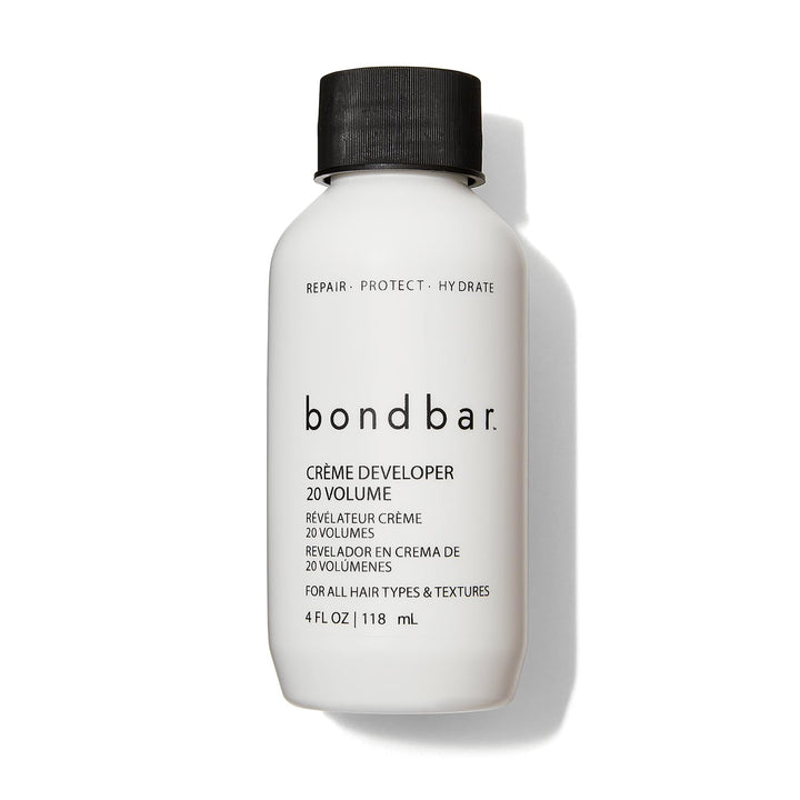 Bondbar 20 Volume Creme Developer front bottle view showing size and label benefit