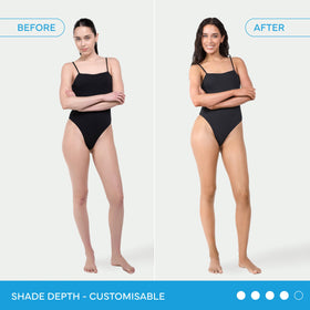 Bondi Sands arm before and after demonstrating natural bronze result