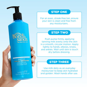 Bondi Sands bottle on bathroom shelf in lifestyle setting for routine