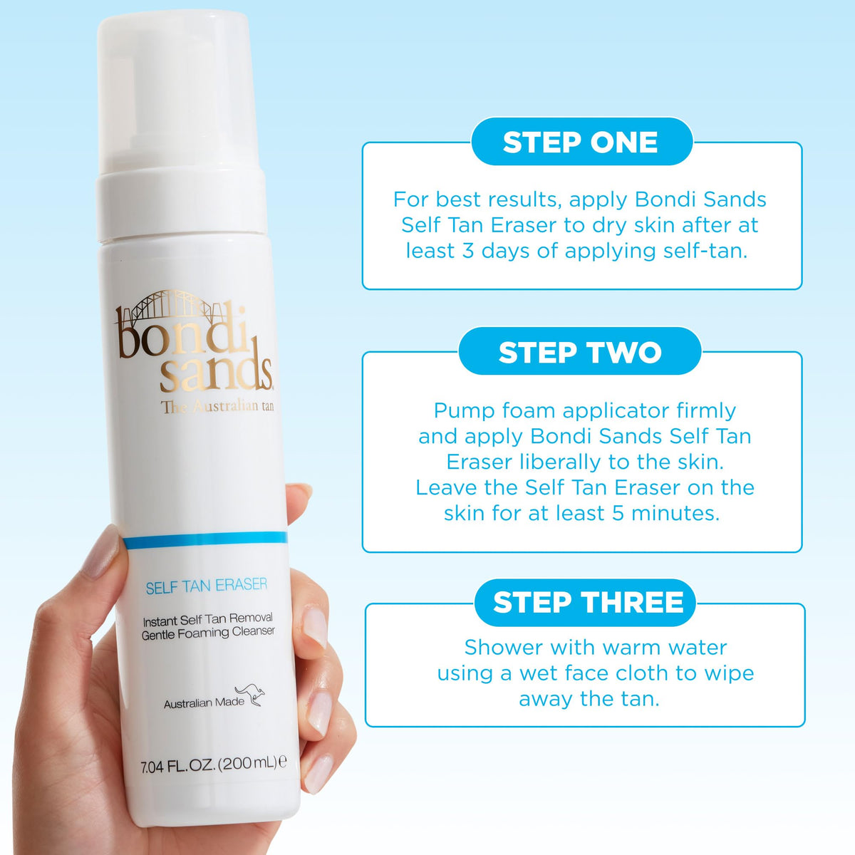 Bondi Sands bottle staged in bathroom showing everyday use convenience