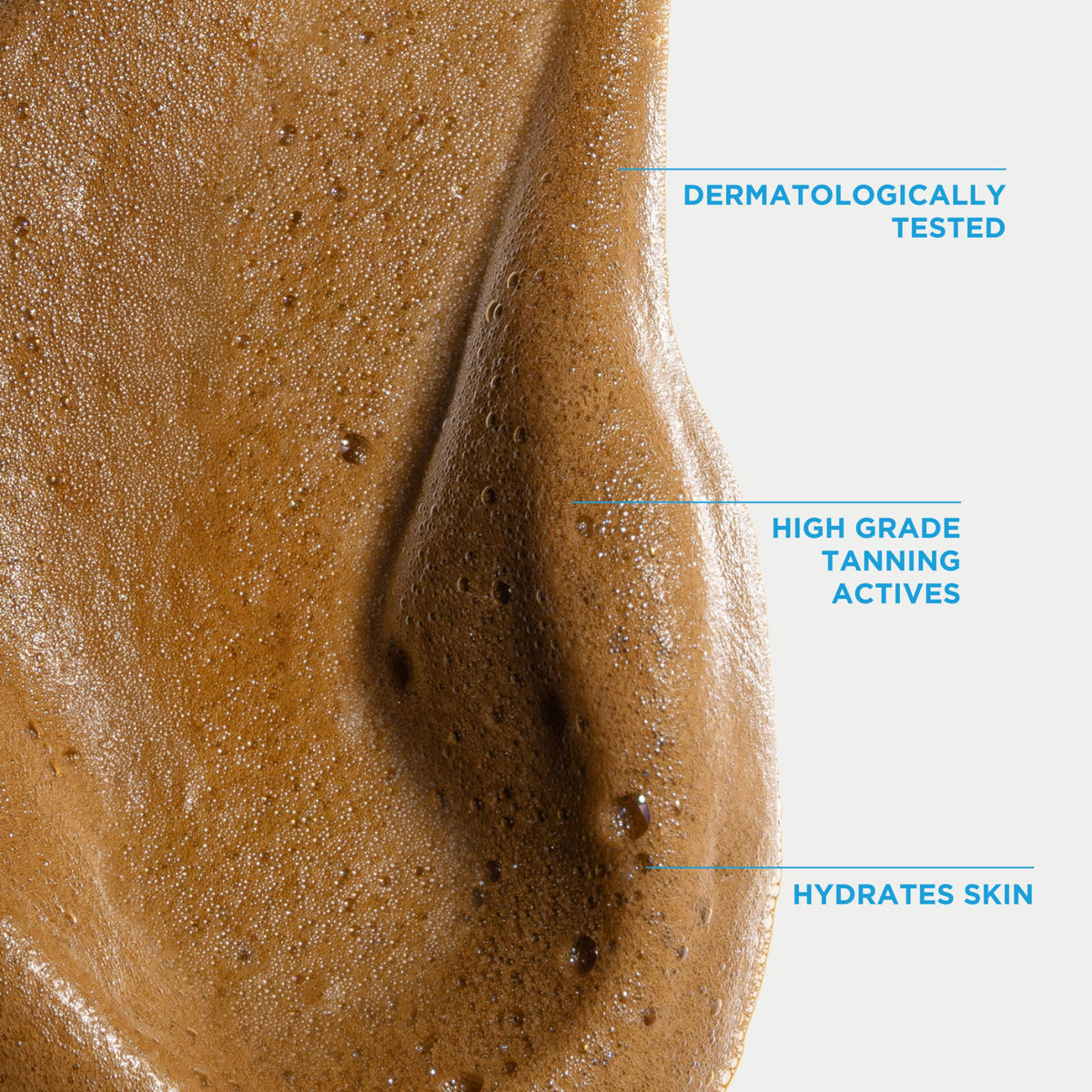 Bondi Sands foam on mitt in hand illustrating effortless, even application