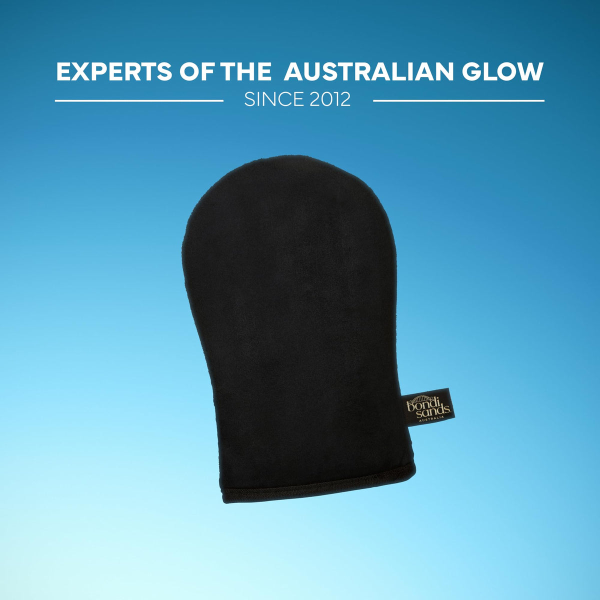 Bondi Sands mitt being used on leg demonstrating streak-free blending benefit