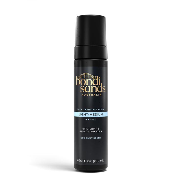Bondi Sands front packaging showing foam bottle for easy identification and quick application