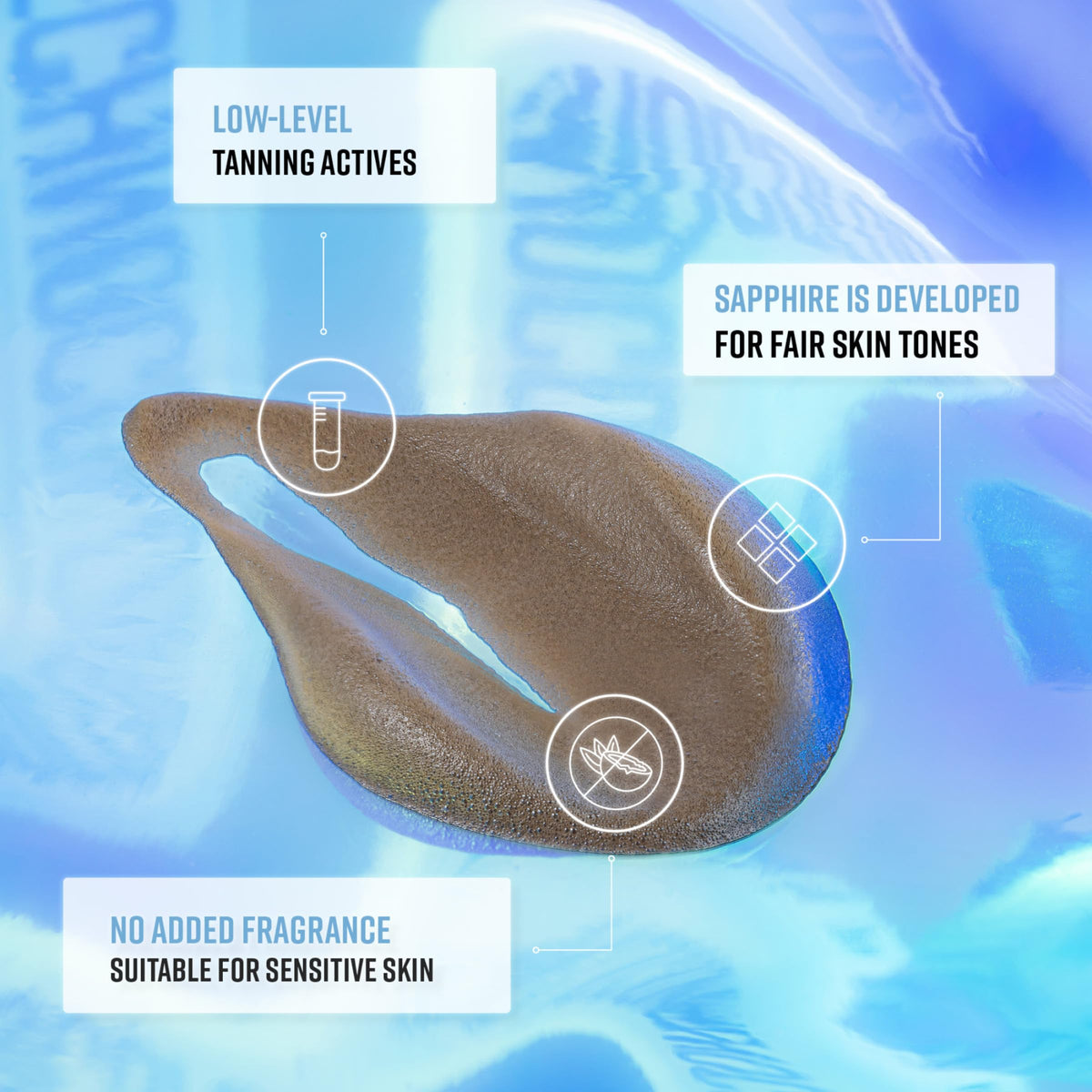 Bondi Sands close-up label highlighting dermachromatic color technology