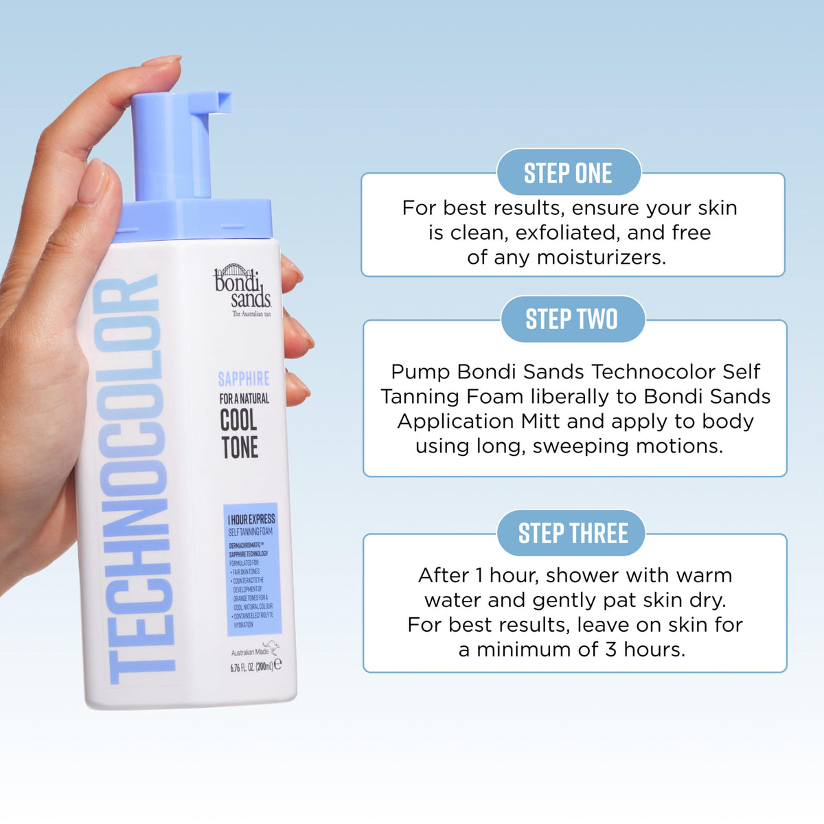 Bondi Sands rinsing in shower after one hour for quick results
